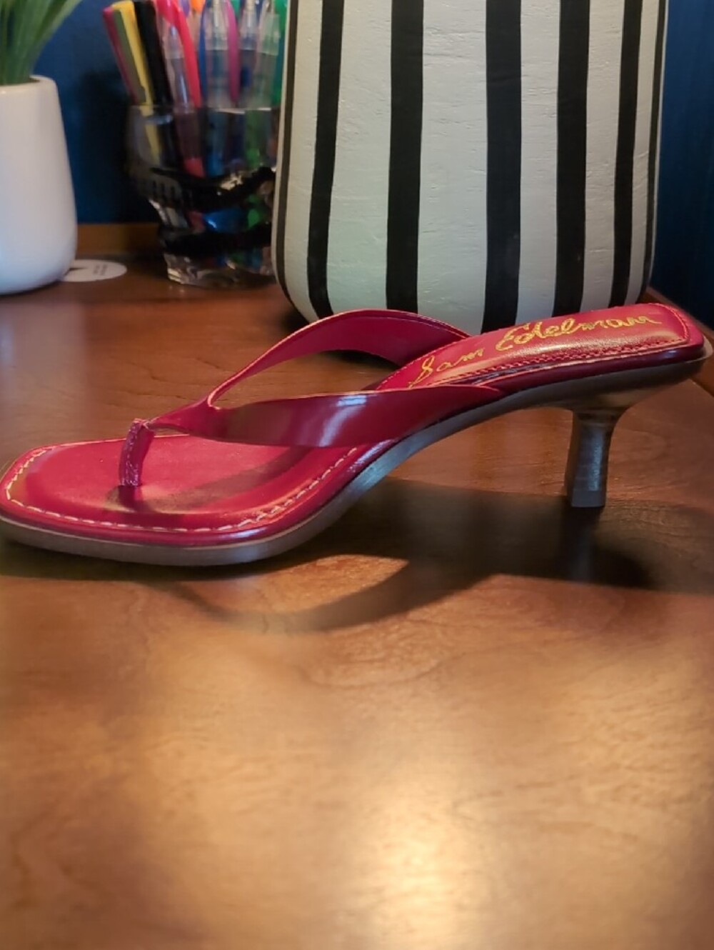 Sam Edelman Red Leather Thong Sandal - Picture 2 of 4